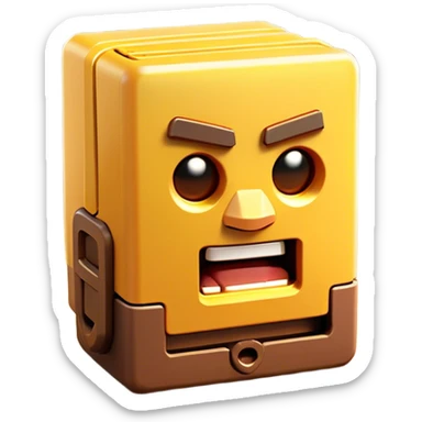 Clash of Clans aesthetic: Cinematic Playful Classic Game Cartridge Portrait Emoji, rendered in a 3D vector-style similar to standard emojis with minimal shading and bold, simplified shapes. A compact, distinct form with signature details, softly glowing with a nostalgic gaming charm. Simplified yet unmistakably iconic, highly detailed and consistent, glowing with a soft radiance and high shine. Stylized with a touch of retro gaming magic and a soft glowing outline, capturing the essence of a beloved gaming relic with a friendly, playful manner! sticker