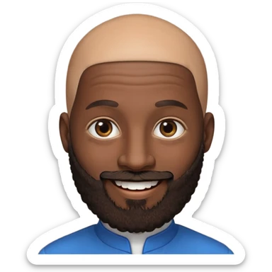 afro longue barbe tete chauve bleu marron sourire sticker