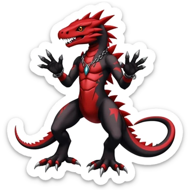  Cool Edgy Godly Divine Badass Gothic Black And Red Digimon-Fakemon-Reptile full body sticker