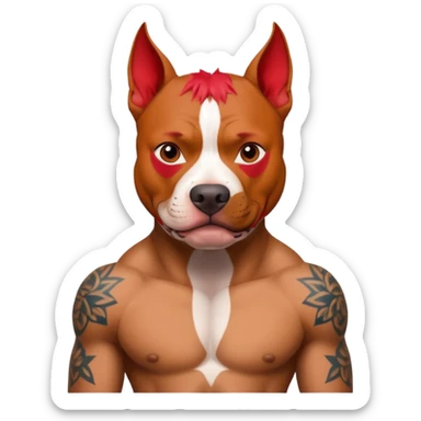 very tattoed pitbull dog with red spky hair sticker