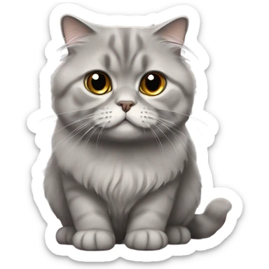 gray scottish fold long-hair cat sticker