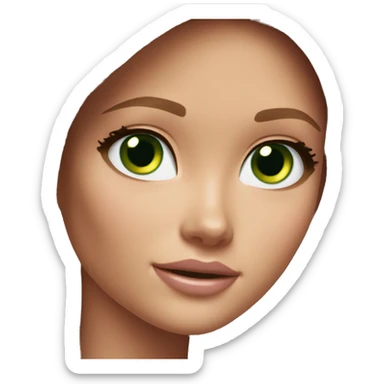 Barbie long brown hair green eyes sticker