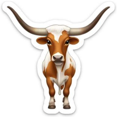 exas Longhorn, ridiculously long horns, full body, not skinny sticker