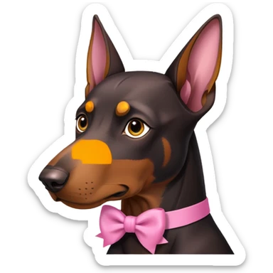 doberman with pink bow sticker