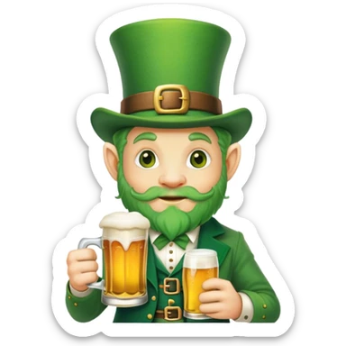 Leprechaun, holding a kind of beer sticker