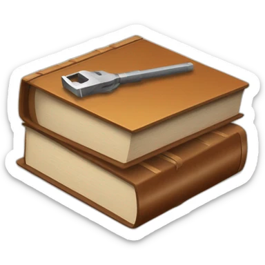 isometric thick BOOK with picture of wood, welder, leather, tools sticker