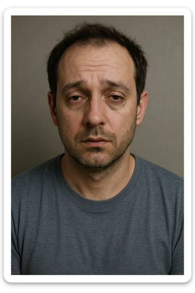 Uomo con testosterone basso  immagine realistica in 3D in italiano sticker