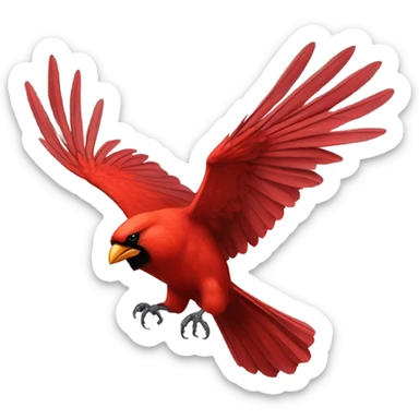 Red cardinal flying from a golden eagle sticker