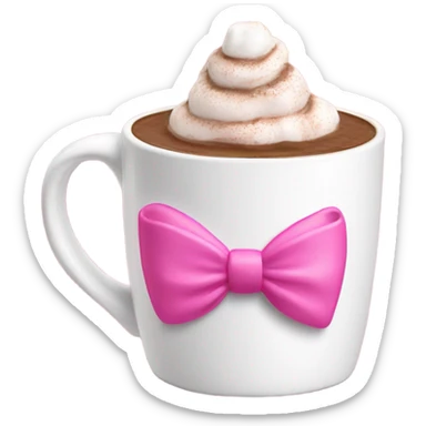 Hot chocolate in pink bow mug sticker