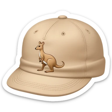 Single beige Kangol 504 flat cap with the iconic Kangol kangaroo logo visible on the side, iOS emoji style, light tan color sticker