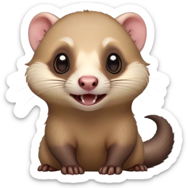 Cinematic Comical sable ferret Portrait Emoji, Head tilted dramatically with an exaggeratedly shocked expression, featuring a slender, wiggly body and a distinct sable ferret head with a pointed snout and small ears, with wide, hilariously expressive eyes full of humorous disbelief, Simplified yet hilariously expressive features, highly detailed, glowing with a slightly sassy natural glow, high shine, dramatic yet playful, stylized with an air of quirky charm, soft glowing outline, capturing the essence of a meme-worthy sable ferret that looks ready to scamper into viral fame! sticker