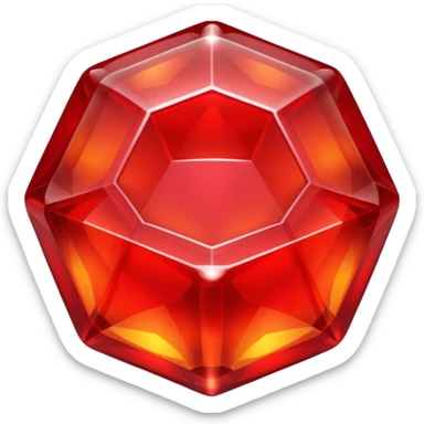 A top view of a hexagonal red gem jelly sticker