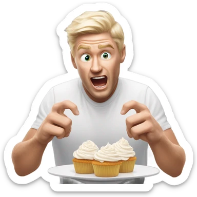 white florida man destroying cupcakes with his hands sticker