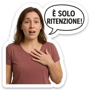 DONNA REALISTICA CHE DICE IN UN FUMETTO ALLA SUA DESTRA: "è SOLO RITENZIONE!" sticker