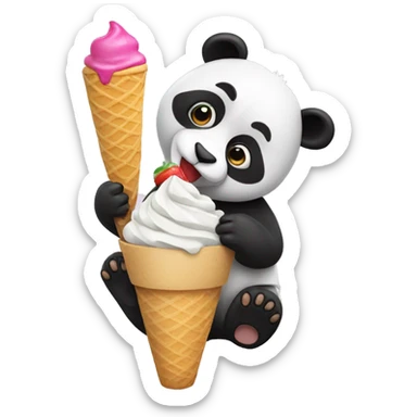 Panda eating ice cream sticker