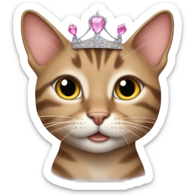 Tabby cat with a princess tiara sticker