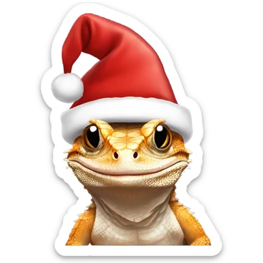 Bearded dragon wearing Santa hat sticker