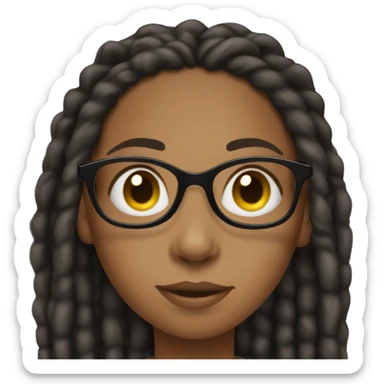 black girl teenager with locs and glasses sticker