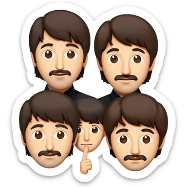 Cinematic Realistic The Beatles Pop Culture Emoji, showcasing an iconic, vibrant portrayal of the legendary band rendered with rich textures and nostalgic lighting that exude musical legacy. sticker