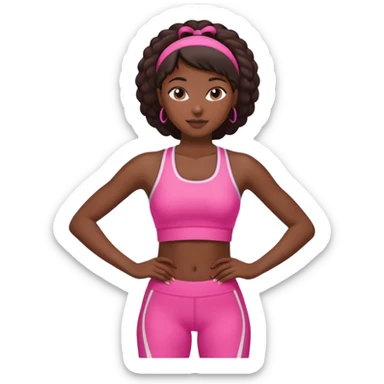 dark-skinned woman doing Pilates in pink sportswear sticker