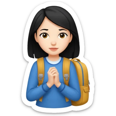 walk black long hair girl at university  sticker