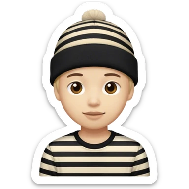 Robber wearing striped shirt and black beani sticker