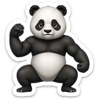 I want something like floppy bird but panda with muscles, but the face is facing right direction sticker