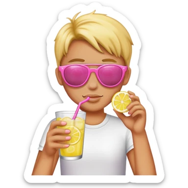 Grass drinking pink lemonade  sticker