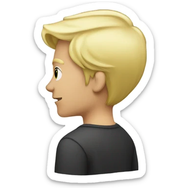 male longish blonde hair rear back sticker