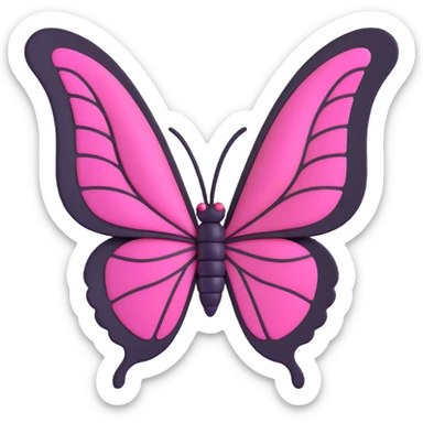 3D gothic butterfly hair clip with pink wings, elegant and dark sticker