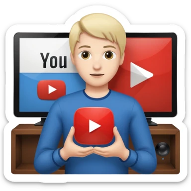 A person holding a YouTube play button in their gaming room sticker