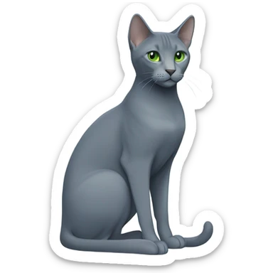 Russian blue with green eyes side profile full body seeing left side sticker