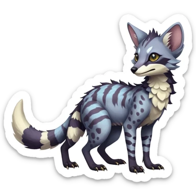 Feral Rare Fantasy dark pastel Vernid-Sergal-Genet-Trico-species by LiLaiRa, random markings, tufted tail, tufted ears, full body sticker