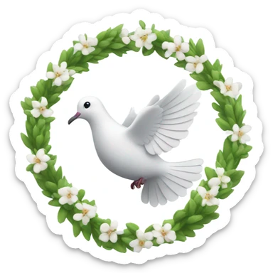 A dove with a green blooming peace wreath sticker