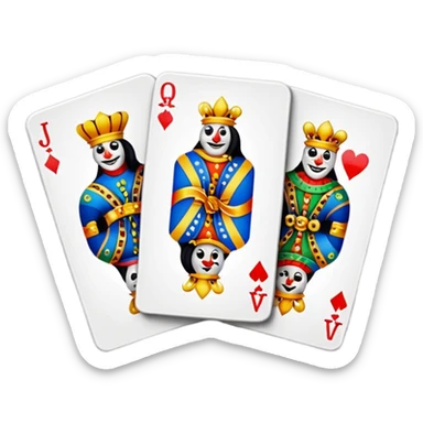 bunch of poker cards, with jolly jokers inside sticker