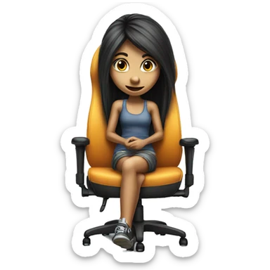 girl troll on a Gaming chair sticker