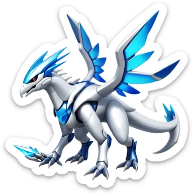 Futuristic Epic Legendary Shiny Cyber-Latios-Dialga-Reshiram-Creature, (full body) sticker