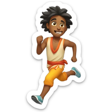 Running boys animated indian fair sticker