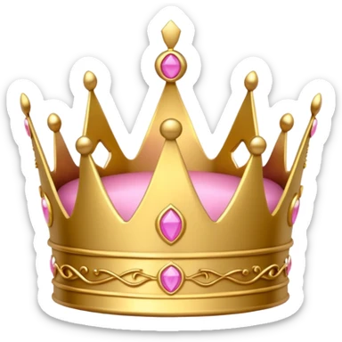 A golden crown with pink accents and elegant details, featuring a prominent empty space or cutout in the center. sticker