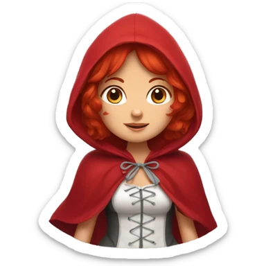 little red riding hood with red hair looks to the side sticker