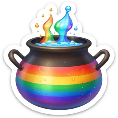 rainbow potion in a cauldron sticker