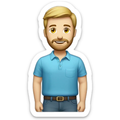 caucasian male with small beard blue shirt and with money sticker