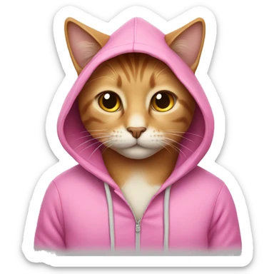CAT wearing pink hoodie sticker