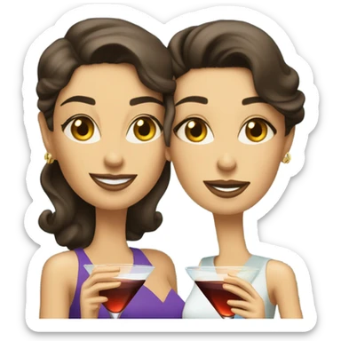 rich caucasian women two friends sipping martinis brunettes sticker
