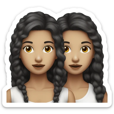 Dark medium hair white skin twins  sticker