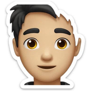 boy with black hair and a mole on the face sticker