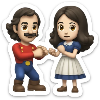 Anne Frank fights Mario sticker