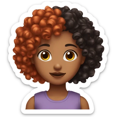 girl with curly red hair friends with brown skin girl with black curly hair sticker