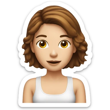 brown hair girl with freckles on her face and a computer on her hand. marketing woman sticker
