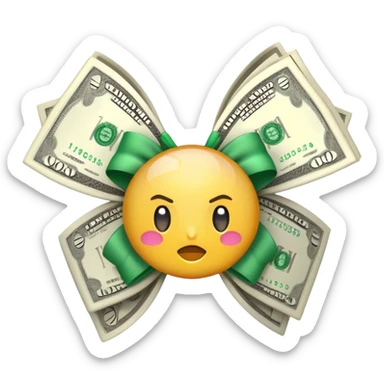 Money rapped in a light pibk bow sticker